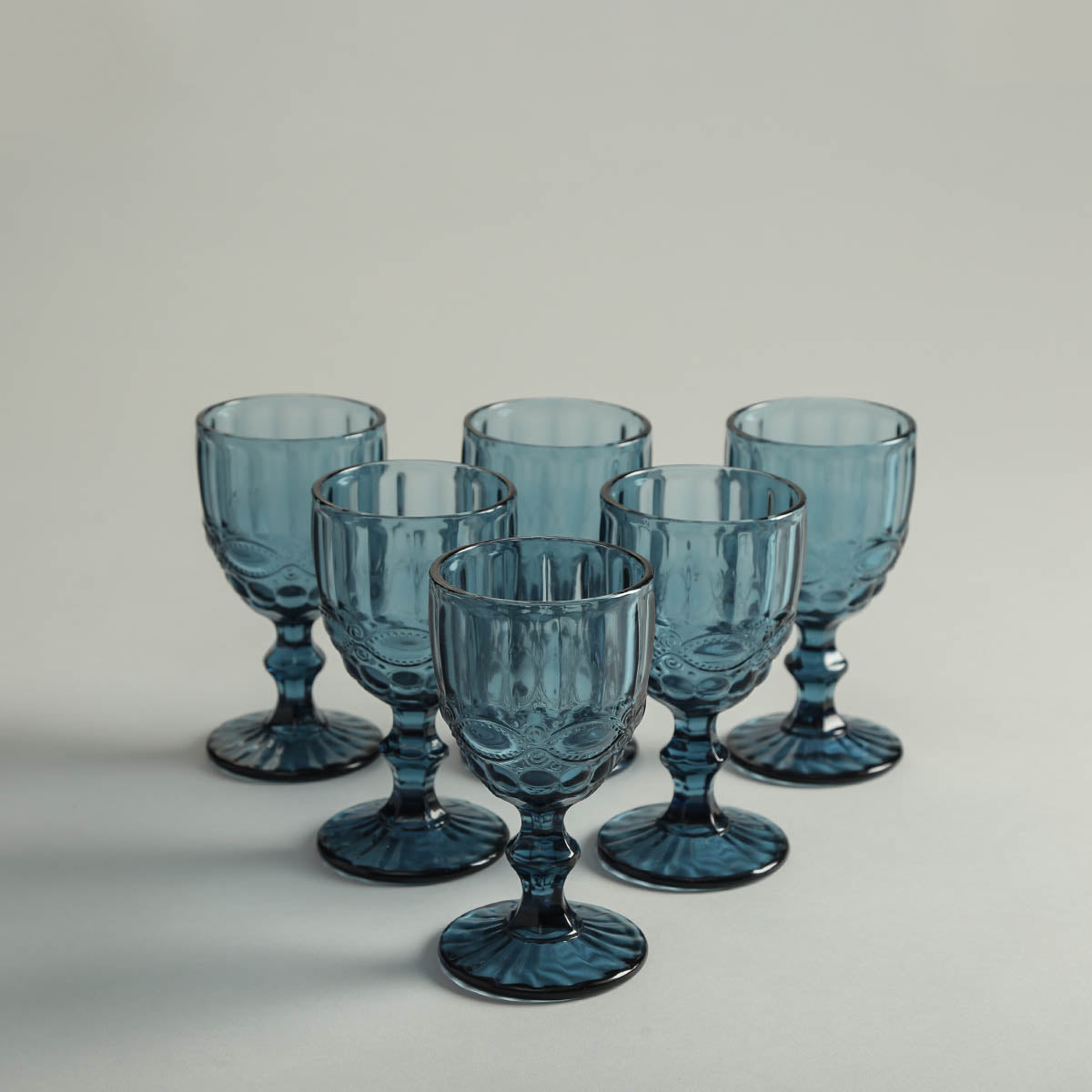 Rouchere Blue Glass Set of 6