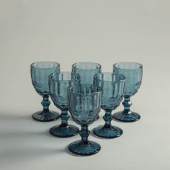 Rouchere Blue Glass Set of 6