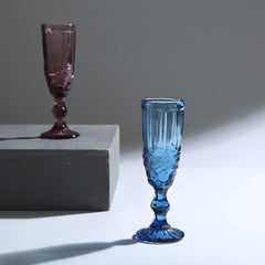 Rouchere Blue Stem Glass Set of 6