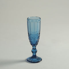 Rouchere Blue Stem Glass Set of 6
