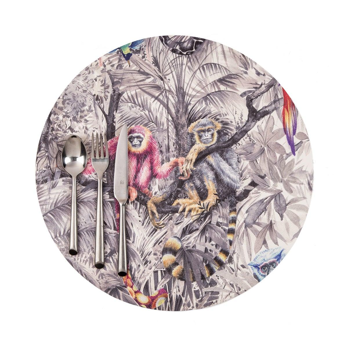 Nicolette Mayer Arcadia Monkeys Pebble 16 Vinyl Placemat?????Set Of 4 - Home4u