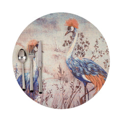 Nicolette Mayer Crested Crane Wheat Blue &Orange Placemat Set Of 4 - Home4u