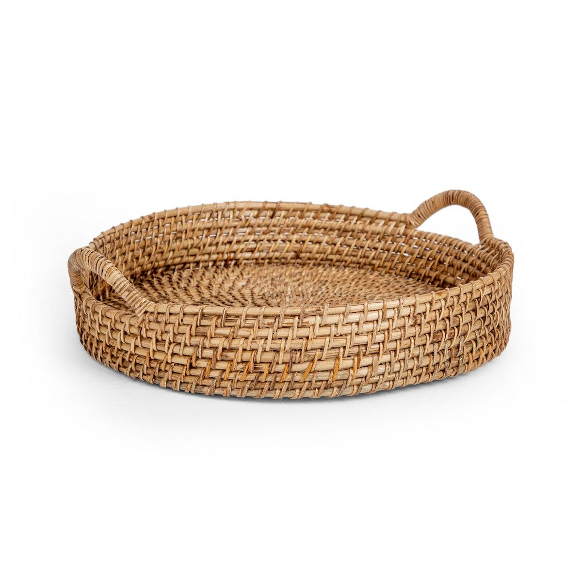 Aspen Rattan Round Tray with Handle - Home4u