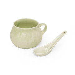 Ryo Soup Bowl With Spoon Green Set Of 2 - Home4u