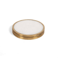 Audrey Coaster Set of 4 White Marble with brass ring