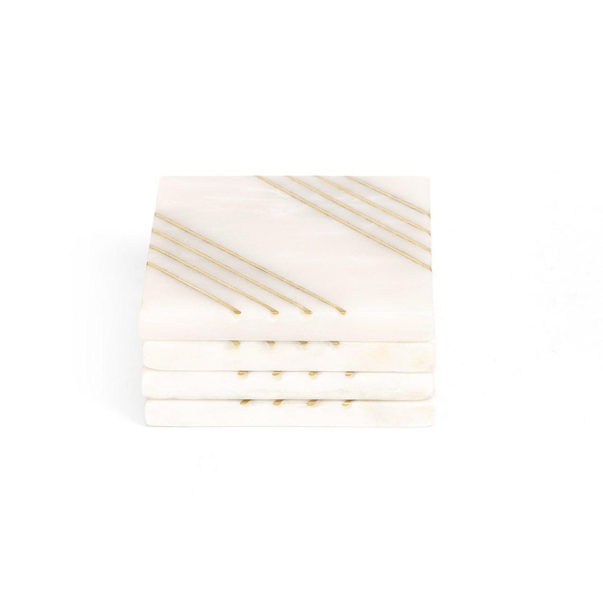 Sulivian Square Coaster Set of 4 with brass stripes