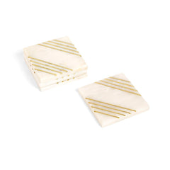 Sulivian Square Coaster Set of 4 with brass stripes - Home4u