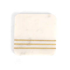 Sulivian Square Round edge Coaster Set of 4 with brass stripes