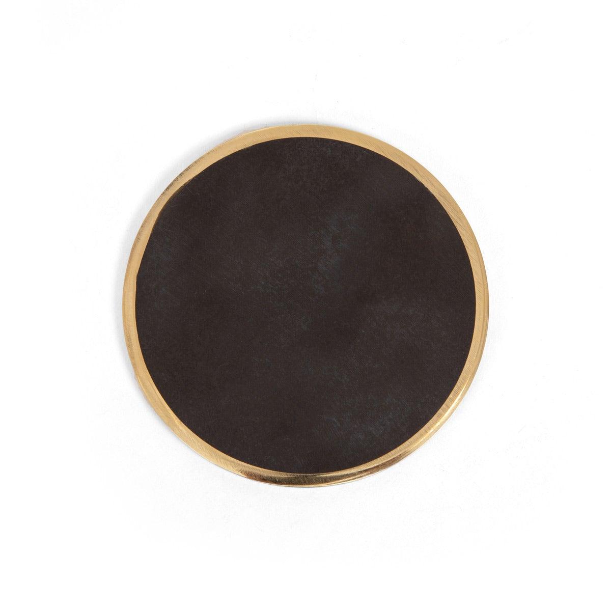 Audrey Coaster Set of 4 Black stone with brass ring