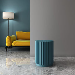 Roderick Ribbed Side Stool Blue