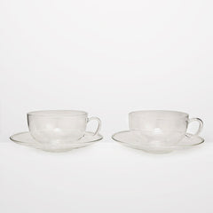 Jenaer Glas, Cup With Glass Saucer Set of 2