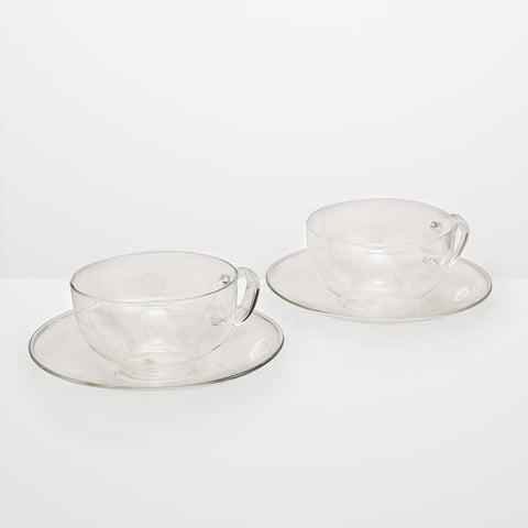 Jenaer Glass, Cup With Glass Saucer Set of 2