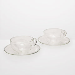 Jenaer Glas, Cup With Glass Saucer Set of 2