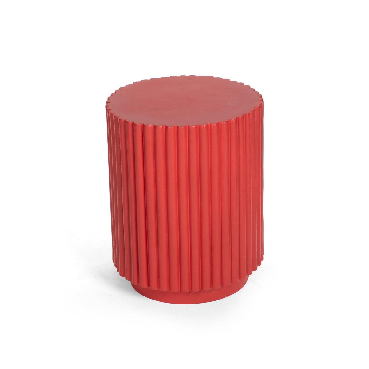 Roderick Ribbed Side Stool Red