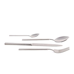 Herdmar Silver Metal Vintage Wood Canteen Cutlery - Set of 24