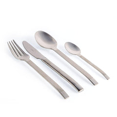 Herdmar Silver Metal Spiga Printed Cutlery - Set of 24