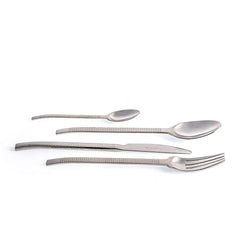 Herdmar Silver Metal Spiga Printed Cutlery - Set of 24