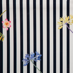 Nicolette Mayer Black Floral Stripes 18 x 18 Acrylic Tray