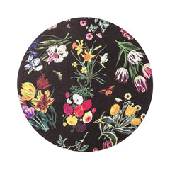 Nicolette Mayer Flora Fauna Black  Round Pebble Placemat Set of 4