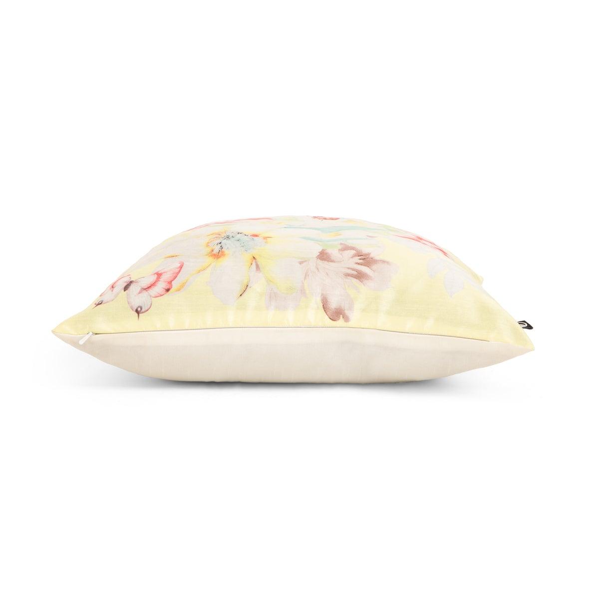 Mayu floral Cushion Cover - Pastel Yellow - Home4u