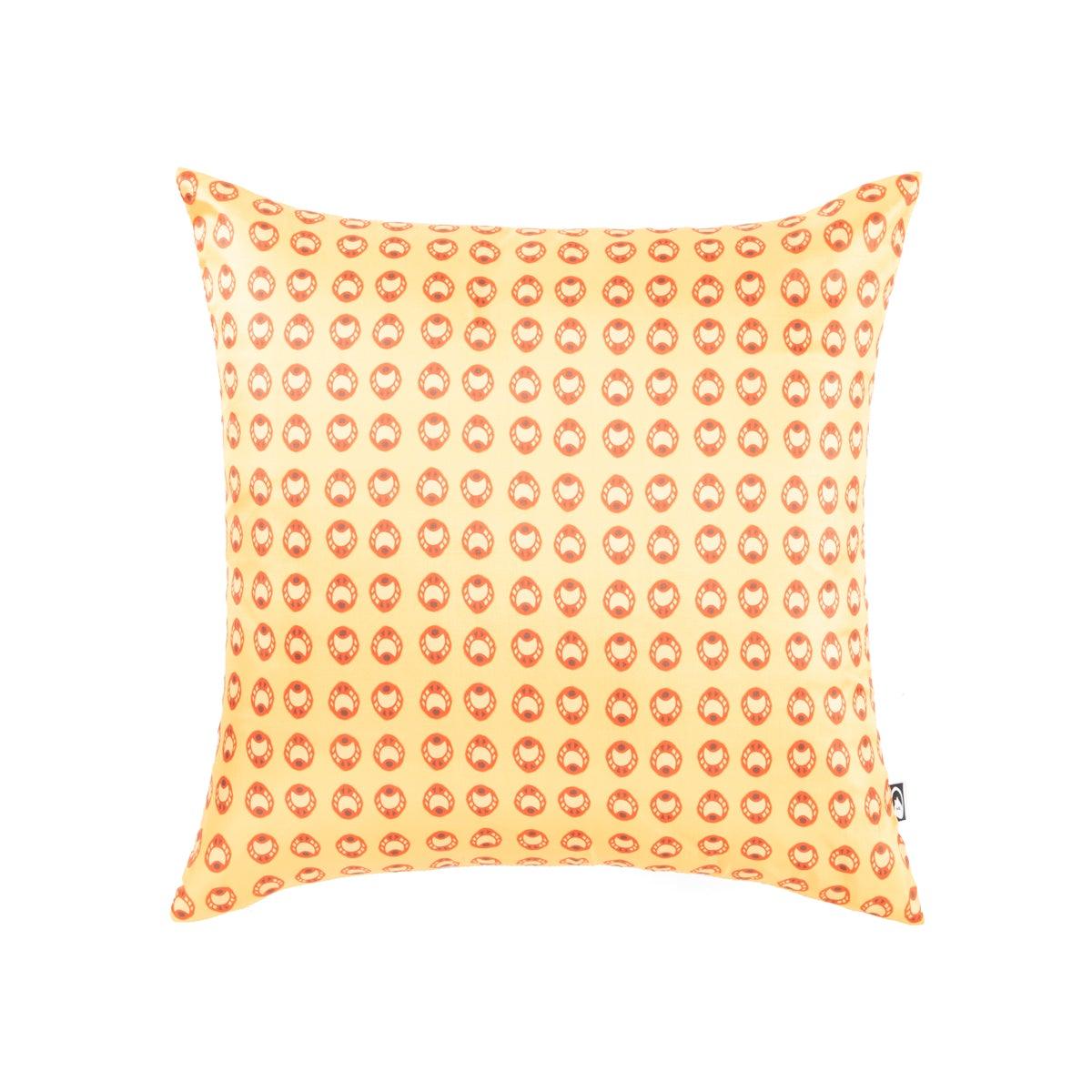 Azalea print Cushion Cover with Pastel Yellow base (41 x 41 cm) - Home4u