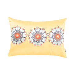 Azalea print Cushion Cover with Pastel Yellow base (41 x 51 cm) - Home4u