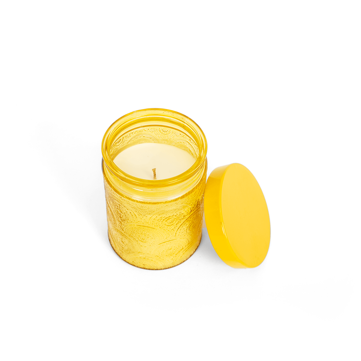 Ella Embossed Jar Candle Yellow - Home4u