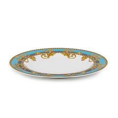 Versace White Medusa Prestige Gala Bleu Ceramic Printed 10 Inch Dinner Plate