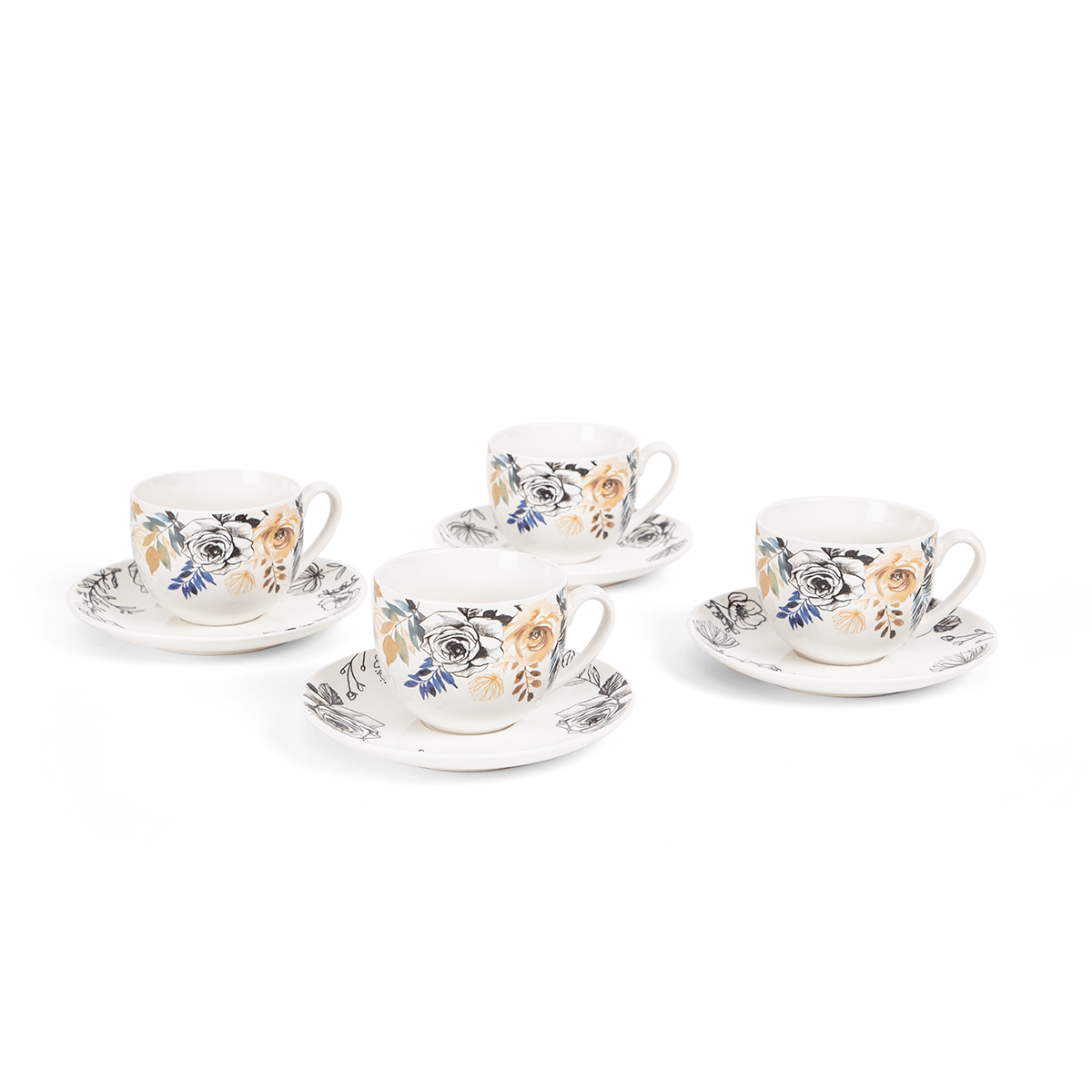 Linnea Cup & Saucer Set of 4 - Home4u