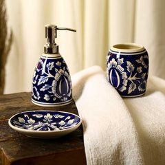 Bleu Ceramic Painted Bathroom Set of 3