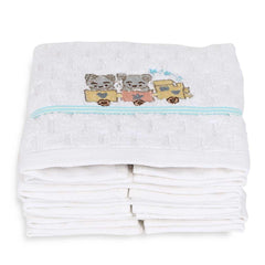 Bears on the Train Embroidery Kids Hand Towel Set of 4