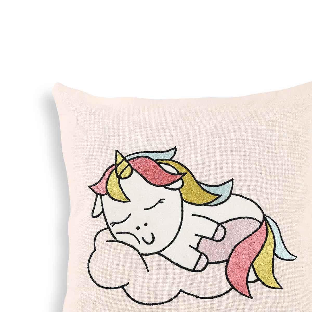 Sleeping Baby Unicorn Kids Cushion Cover 14 x 14 Inch