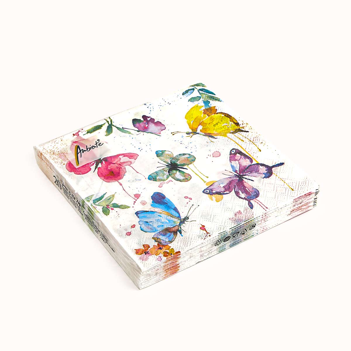 Ambiente Napkin 33 x 33 CM Butterfly Collection White Set of 20