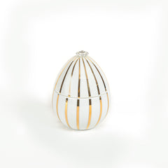 Ladenac Bois De Roussie White Gold Stripes Candle In Ceramic