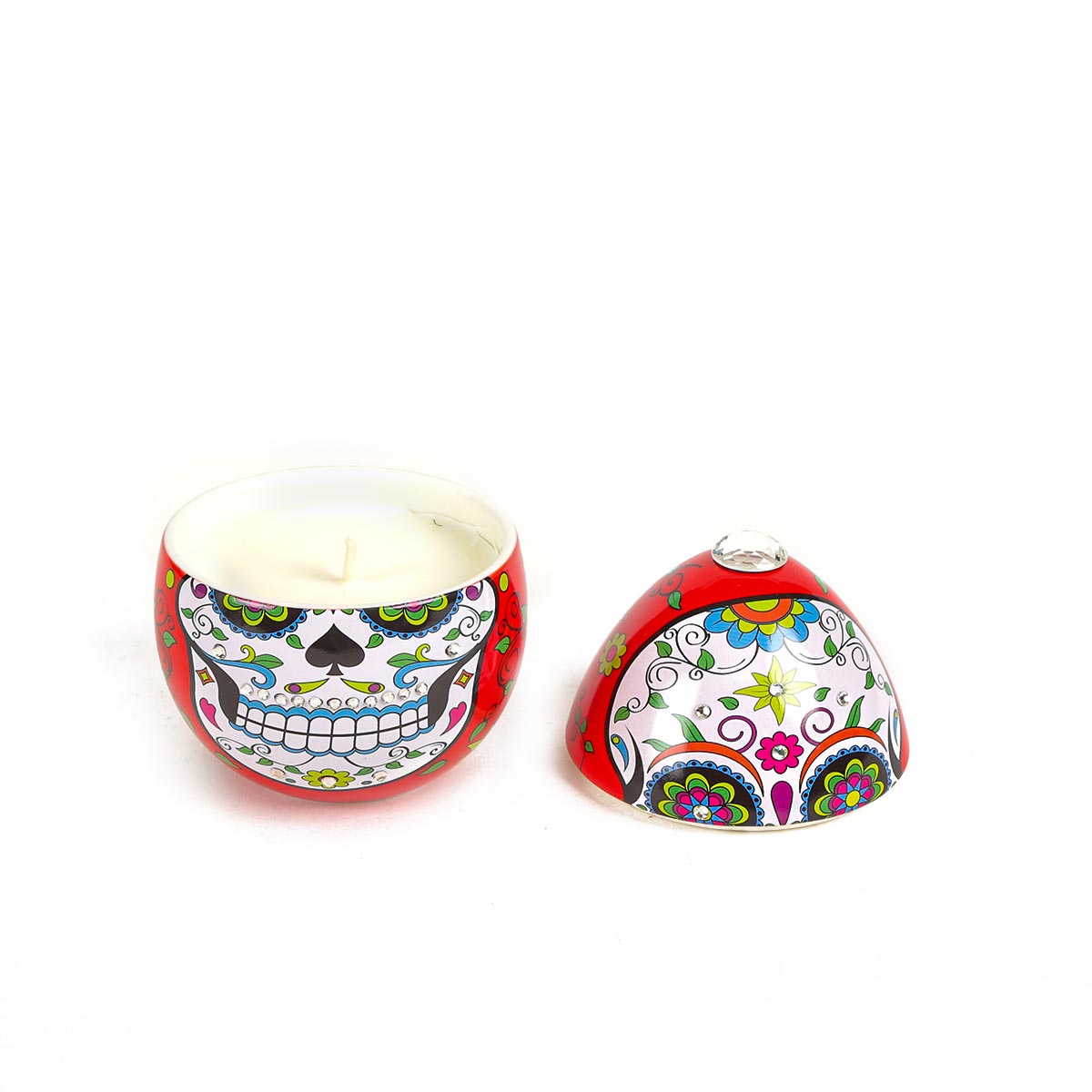 Ladenac Red Skull Candle In Ceramic Egg