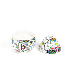 Ladenac White Skull Candle In Ceramic Egg