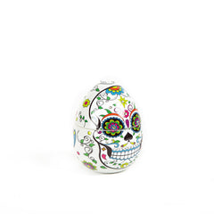 Ladenac White Skull Candle In Ceramic Egg
