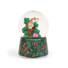 Musicboxworld Glitter Globe 100 mm with a Leopard