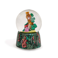 Musicboxworld Glitter Globe 100 mm with a Leopard