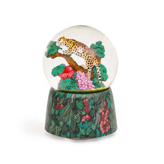 Musicboxworld Glitter Globe 100 mm with a Leopard