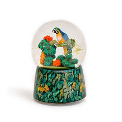 Musicboxworld Glitter Globe 100 mm with a Parrot