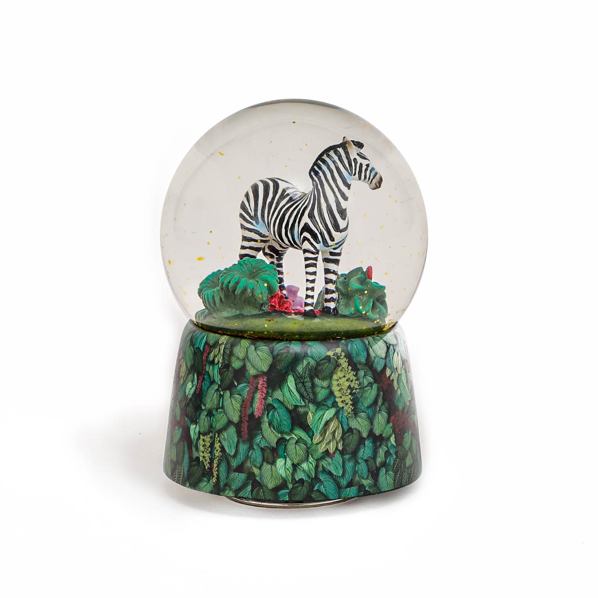 Musicboxworld Glitter Globe 100 mm with a Zebra