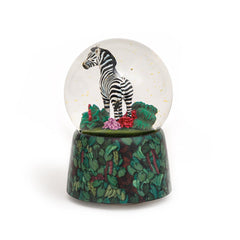 Musicboxworld Glitter Globe 100 mm with a Zebra