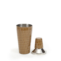 Cocktail Shaker With Tan Leather Sheath