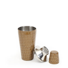Cocktail Shaker With Tan Leather Sheath