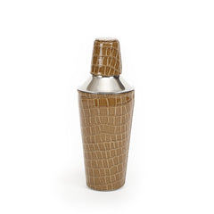 Cocktail Shaker With Tan Leather Sheath
