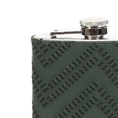 Hip Flask With Olive Leather Sheath