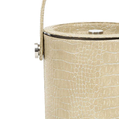 Ivory Leather Sheath Ice Bucket With Tong