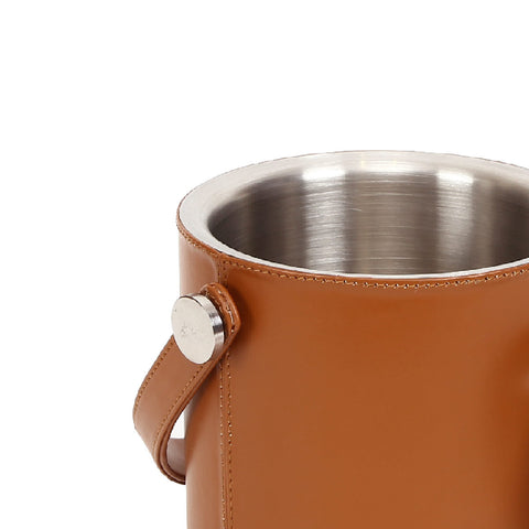 Cornflake Leather Sheath Ice Bucket With Tong