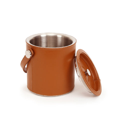 Cornflake Leather Sheath Ice Bucket With Tong
